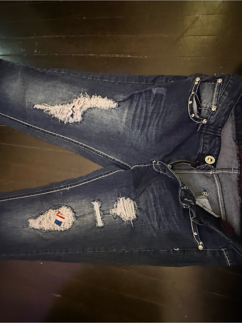 TRUE ROCK Dark Indigo Skinny Distressed Jeans